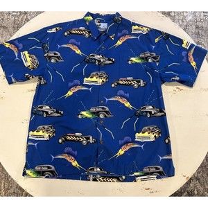 AFTCO Bluewater Hot Rod 2XL  Swordfish Flame Hotrod Car Fish Aftco Fishing Shirt